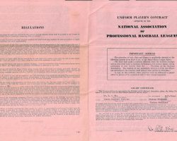 1951 baseball contract for Ted Wyberanec. Page 1. 1951 baseball contract for Ted Wyberanec. Page 1.