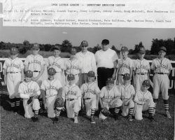 1956 American Legion Little League team managed by Marion Rizzo, fifth from left in back row. 1956 American Legion Little League team managed by Marion Rizzo, fourth from left in back row.