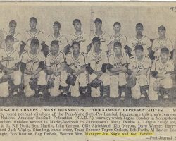 Penn-York Champs - Muny Runnerups - Tournament Representatives. <em>Post-Journal</em> (Jamestown), August 25, 1956. 1956-Bombers-Martin-Norton-Rissel-Wigley-Nagle-Bender