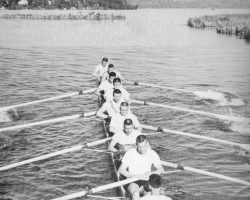 1957 undefeated Cornell varsity crew in their boat, Phil Gravink is the first oarsman, nearest the camera,facing the coxswain. 1957 undefeated Cornell varsity crew in their boat, Phil Gravink is the first oarsman, nearest the camera,facing the coxswain.