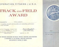 Track & Field award, May 6, 1960. Track & Field award, May 6, 1960.