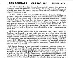 Bobby Schnars - Stateline Speedway Program Biography, 1966. Bobby Schnars - Stateline Speedway Program Biography, 1966.