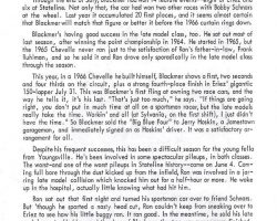 Ron Blackmer - Stateline Speedway Program Biography, 1966. Ron Blackmer - Stateline Speedway Program Biography, 1966.