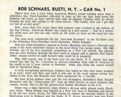 Bobby Schnars - Stateline Speedway Program Biography, 1968. Bobby Schnars - Stateline Speedway Program Biography, 1968.