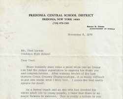 Letter of congratulations from school superintendent Rocco Doino. 1978. Letter of congratulations from school superintendent Rocco Doino. 1978.