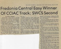 Fredonia Central Easy Winner Of CCIAC Track; SWCS Second. <em>Post-Journal</em> (Jamestown), May 29, 1979. Fredonia Central Easy Winner Of CCIAC Track; SWCS Second. May 29, 1979.