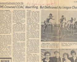 FHS Crowned CCIAC Meet King, But Dethroned As League Champ. <em>Evening Observer</em> (Dunkirk-Fredonia), 1980. FHS Crowned CCIAC Meet King, But Dethroned As League Champ. 1980.