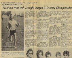 Fredonia Wins 16th Straight League X-Country Championship. <em>Evening Observer</em> (Dunkirk-Fredonia),October 30, 1982. Fredonia Wins 16th Straight League X-Country Championship. October 30, 1982.