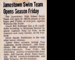 Jamestown Swim Team Opens Season Friday. 1984. Jamestown Swim Team Opens Season Friday. 1984.