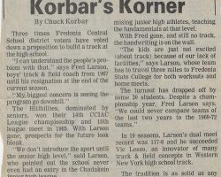 Korbar's Korner. <em>Evening Observer</em> (Dunkirk-Fredonia), 1985. Korbar's Korner. 1985