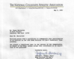 1993 Final Four letter. 1993 Final Four letter.