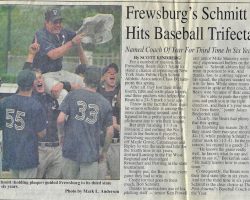 Frewsburg's Schmitt Hits Baseball Trifecta. <em>Post Journal</em> (Jamestown), June, 1996. Frewsburg's Schmitt Hits Baseball Trifecta. June, 1996.