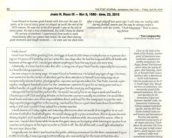 "James H. Riggs III." Page 2. <em>Post-Journal</em> (Jamestown), April 29, 2016. "James H. Riggs III." Page 2. April 29, 2016.