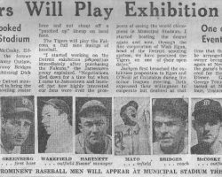 Tigers Will Play Exhibition Here. <em>Post-Journal</em> (Jamestown), February 19, 1946. Tigers Will Play Exhibition Here. February 19, 1946.