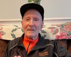 Unable to attend the awards banquet, Fred Larson was presented his CSHOF ring, plaque and certificates at his home on February 24, 2023. Unable to attend the awards banquet, Fred Larson was presented his CSHOF ring, plaque and certificates at his home on February 24, 2023.