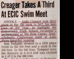 Creager Takes A Third At ECIC Swim Meet. February 26, 1983. Creager Takes A Third At ECIC Swim Meet. February 26, 1983.