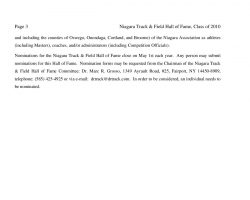2011 Niagara Track & Field Hall of Fame press release, page 3. 2011 Niagara Track & Field Hall of Fame press release, page 3.