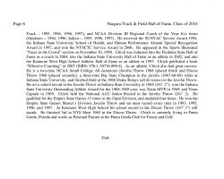 2011 Niagara Track & Field Hall of Fame press release, page 6. 2011 Niagara Track & Field Hall of Fame press release, page 6.