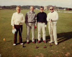 Gene DeMambro, Stan Marshaus, Geoff Follansbee and Bob Osborn at Scotland Old Course, 1980. Gene DeMambro, Stan Marshaus, Geoff Follansbee and Bob Osborn at Scotland Old Course, 1980.
