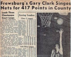 Frewsburg's Gary Clark Singes Nets for 417 Points in County. 1952. Frewsburg's Gary Clark Singes Nets for 417 Points in County. 1952.