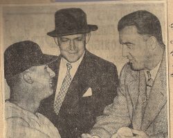 Baseball Commissioner at Pony Opener. <em>Buffalo Evening News</em>, May 2, 1946. Baseball Commissioner at Pony Opener. May 2, 1946.