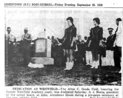 Douds Field Dedicated At Westfield. <em>Post-Journal</em> (Jamestown), September 26, 1958. Douds Field Dedicated At Westfield. September 26, 1958.