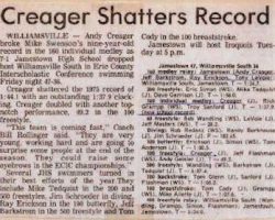 Creager Shatters Record. Creager Shatters Record.