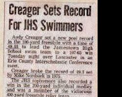 Creager Sets Record For JHS Swimmers. Creager Sets Record For JHS Swimmers.
