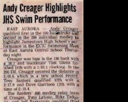 Andy Creager Highlights JHS Swim Performance. Andy Creager Highlights JHS Swim Performance.