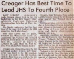 Creager Has Best Time To Lead JHS To Fourth Place. Creager Has Best Time To Lead JHS To Fourth Place.