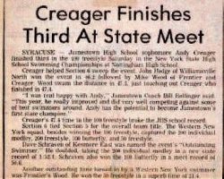 Creager Finishes Third At State Meet. Creager Finishes Third At State Meet.