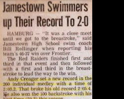 Jamestown Swimmers up Their Record To 2-0. Jamestown Swimmers up Their Record To 2-0.