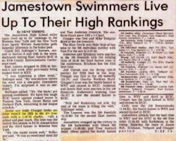 Jamestown Swimmers Live Up To Their High Rankings. Jamestown Swimmers Live Up To Their High Rankings.