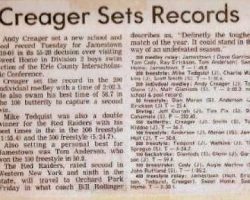 Creager Sets Record. Creager Sets Record.