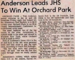 Anderson Leads JHS To Win At Orchard Park. Anderson Leads JHS To Win At Orchard Park.