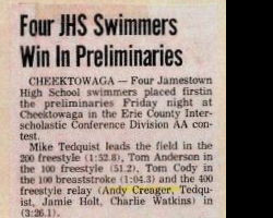 Four JHS Swimmers Win In Preliminaries. Four JHS Swimmers Win In Preliminaries.