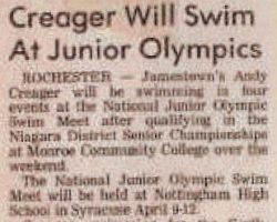Creager Will Swim At Junior Olympics. Creager Will Swim At Junior Olympics.