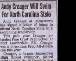 Andy Creager Will Swim For North Carolina State Andy Creager Will Swim For North Carolina State.