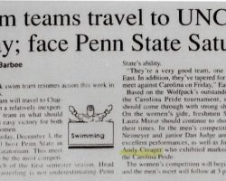 Swim teams travel to UNCC today; face Penn State Saturday. Swim teams travel to UNCC today; face Penn State Saturday.