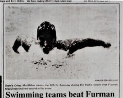 Swimming teams beat Furman. Swimming teams beat Furman.