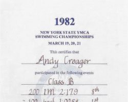 State YMCA Championships award. 1982. State YMCA Championships award. 1982.