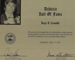 Kay Gould, Allegheny Athletic Hall of Fame, 1991. Kay Gould, Allegheny Athletic Hall of Fame, 1991.