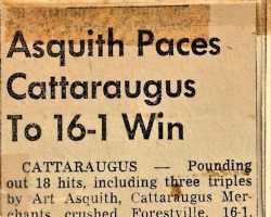 Asquith Paces Cattaraugus To 16-1 Win. 1957. Asquith Paces Cattaraugus To 16-1 Win. 1957.