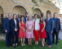 Wisconsin Badgers Athletic Hall of Fame inductees. Cheryl Bailey is center front in pink dress, September 9, 2022, in Madison, Wis. (Photo by David Stluka/Wisconsin Athletic Communications) Wisconsin Badgers Hall of Fame