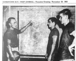Bataitis Starts Eighth Season As JCC Coach With 3 Veterans. <em>Post Journal</em> (Jamestown), November 28, 1963. Bataitis Starts Eighth Season As JCC Coach With 3 Veterans. November 28, 1963.