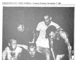 Three Lettermen Great Bataitis As JCC Basketball Teams Drill. <em>Post Journal</em> (Jamestown), November 7, 1961. Three Lettermen Great Bataitis As JCC Basketball Teams Drill. November 7, 1961.