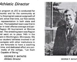 George Bataitis, from a 1974 Jamestown Community College publication. George Bataitis, from a 1974 Jamestown Community College publication.