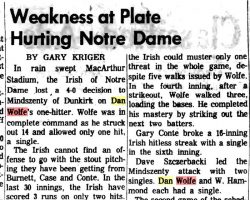 Weakness at Plate Hurting Notre Dame. <em>The Daily News</em> (Batavia), May 30, 1968. Weakness at Plate Hurting Notre Dame. May 30, 1968.