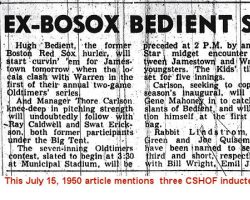 Ex-Bosox Bedient Starts For Oldtimers. July 15, 1950. Bedient 7-15-1950