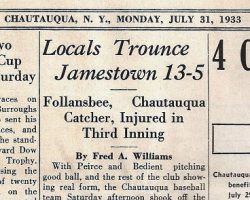 Locals Trounce Jamestown 13-5. <em>Chautauqua Daily</em>, July 31, 1933. Locals Trounce Jamestown 13-5. July 31, 1933.